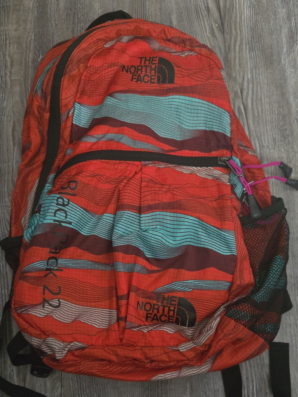 The North Face Red & Teal Wave-Stripe Backpack